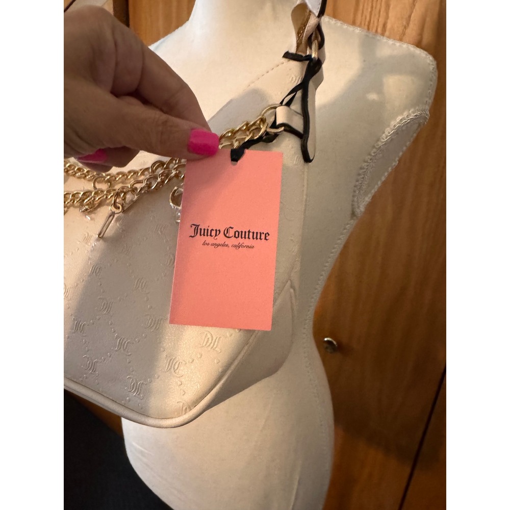 Juicy Couture Sprinkle of Juicy Hobo Bag Soft White Monogram Gold Chain Charms - Picture 3 of 8